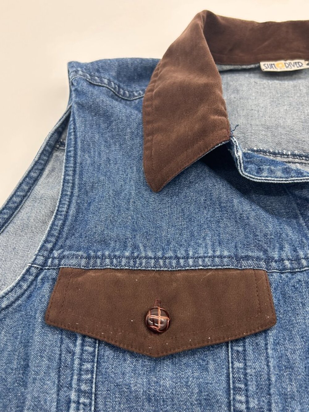 Vintage Sun River Western Style Denim Vest Size L 100% Cotton‎ - Picture 11 of 11